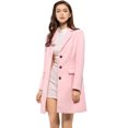 thumbnail image 1 of INSPIRE CHIC Manteau d'Hiver pour Femme à Revers Cranté, Simple Boutonnage, Manches Longues, Rose, XXX-Grand, 1 of 7