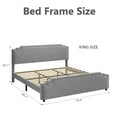 thumbnail image 3 of TROPOW Queen Bed Frame,Velvet Upholstered Platform Bed Frame with Rivet Headboard,with Strong Wood Slat Support, No Box Spring Needed, Easy Assembly (Grey), 3 of 7