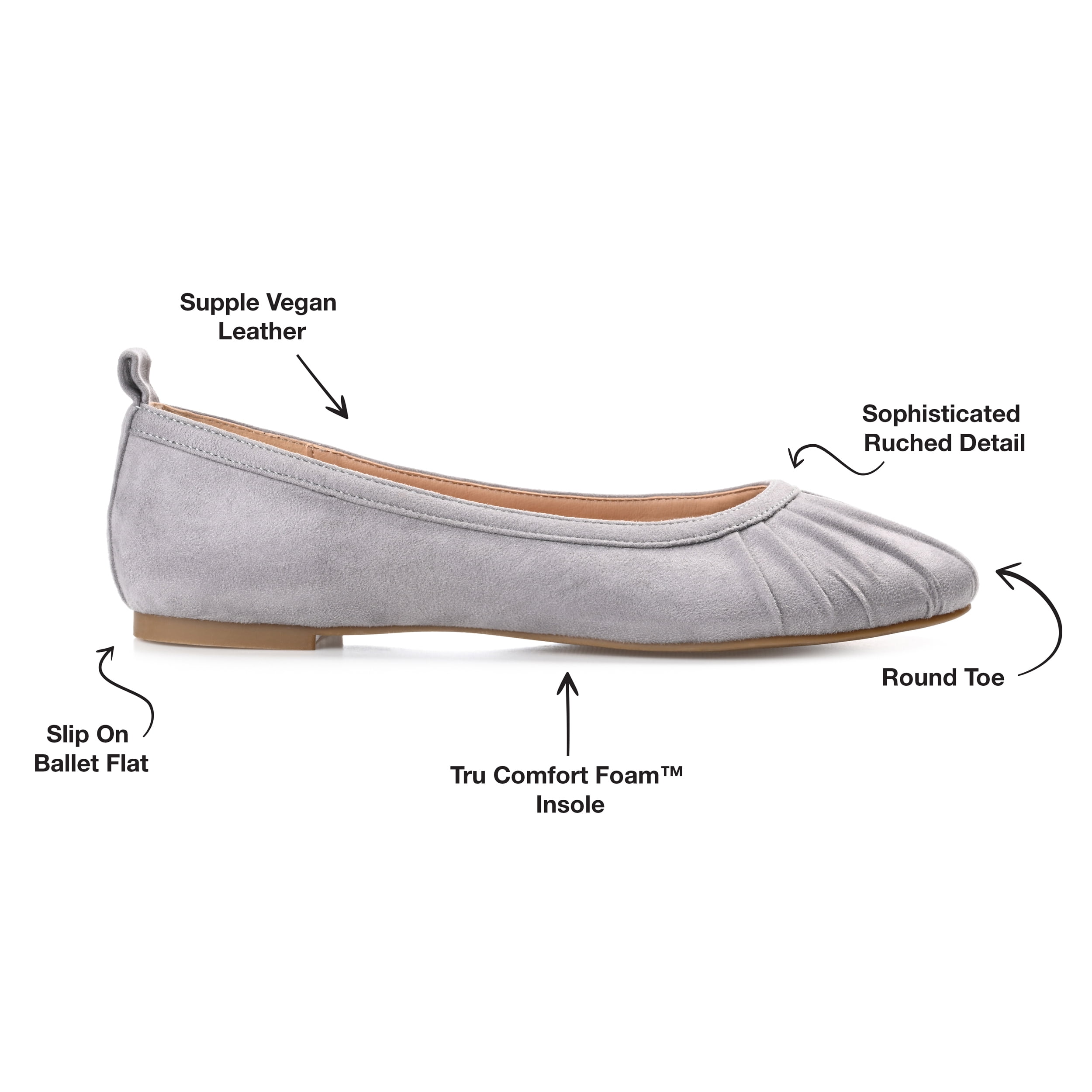 Journee Womens Tannya Slip On Round Toe Ballet Dress Flats
