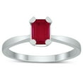 thumbnail image 1 of SZUL Women's Emerald Shaped 6X4MM Ruby Solitaire Ring in 10K White Gold, 1 of 4