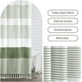thumbnail image 2 of Sage Green Shower Curtain for Bathroom Stripe Tassel Shower Curtain 48 X 72 Inches Farmhouse Cotton Stall, 2 of 4