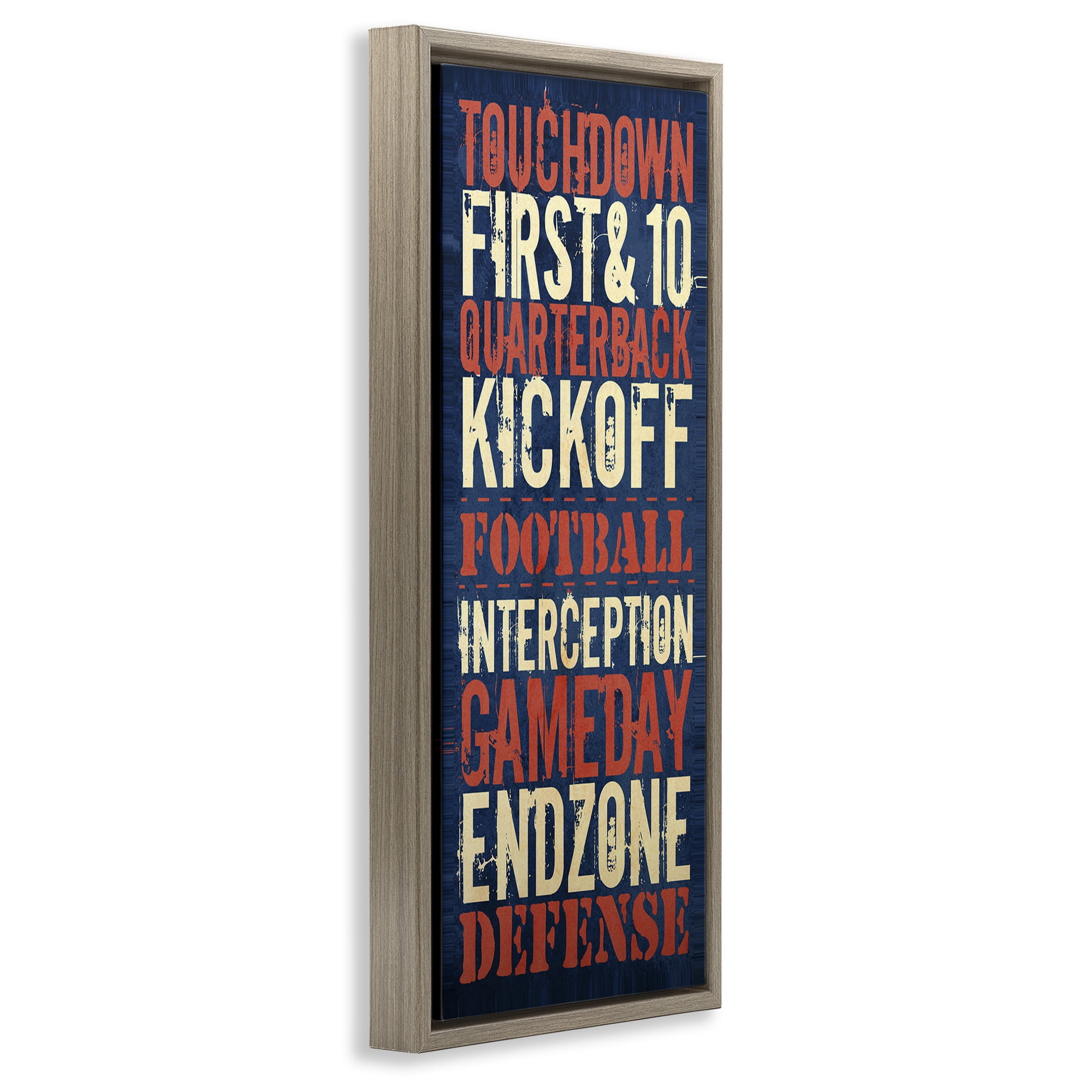 Stupell Industries Rustic Football Phrases Art for Kids Painting Brown Floater Framed Canvas Art Print Wall Art, 15 x 31