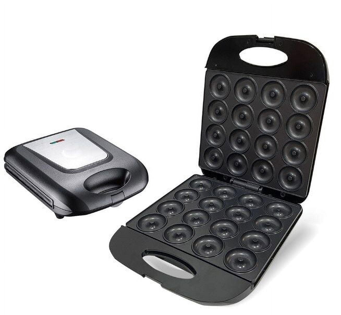 SAVALETOR Mini Donut Maker,Non Stick Donut Maker Machine,Mini Pancake Maker Machine Double Sided Heating ,16 Holes Mini Donuts For Home Baking Breakfast, Snacks, Desserts & More,Easy to Clean