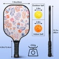 thumbnail image 3 of Pickleball Paddles Set Of 1, Fiberglass Surface, Floral, Flowers Print, 1 Paddle, 2 Balls & Bag, 3 of 5