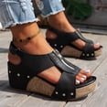 thumbnail image 2 of longantii Womens Orthopedic Sandals Non Slip Slip on Arch Support Flat Wedge Sandals Breathable Sneakers 2026 Beach Foam Shoes Black, 2 of 5