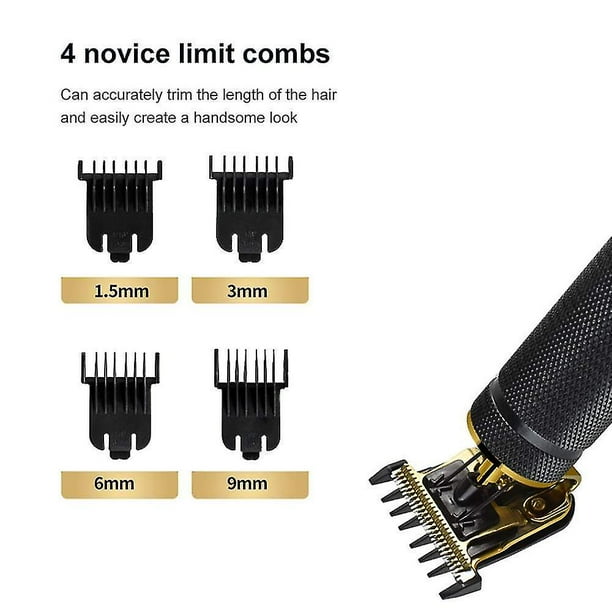 Recortadora de cabello para hombres, cortapelos sin espacios para cortar el cabello, revestimientos de hoja en T recargables 0mm Clip de cabello inalámbrico sin cabeza calva