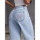 thumbnail image 4 of Pantalones vaqueros bordados con lazo for mujer Y2k, pierna recta, pantalones vaqueros de cintura alta, pantalones largos sueltos, pantalones adelgazantes, 4 of 6