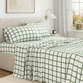 thumbnail image 5 of Great Bay Home 4-Piece 100% Turkish Cotton Flannel Sheet Set, King, Block Plaid - Green/Grey, 5 of 6