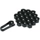 thumbnail image 2 of 20 Uds. Cubiertas universales para tuercas de rueda de 21Mm Protector de tornillo de tuerca chapado negro, 2 of 5