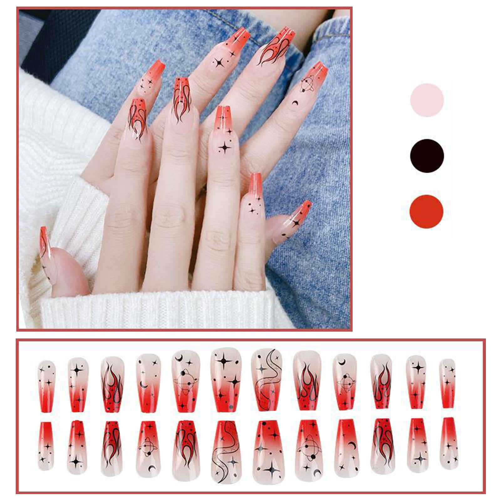 False Nails With Designs 24 Pieces Press Nails French Tip Nails Glossy  Nails Nail Designs Acrylic Nails With Jelly Glue Tool Nail Gift for  Children Little Girls 