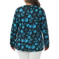 thumbnail image 3 of Plus Size Floral Print Tops for Women Square Neck Long Sleeve Pleated Tunic Dressy Casual Blouses 4X Blue, 3 of 6