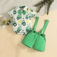 thumbnail image 6 of Bainana Infant Boys St. Patrick'S Day Outfit Set Cartoon Car Print Short Sleeve Lapel Collar Romper And Overalls Set Comfortable Soft Newborn Kids Outfits Green Size 9-12 Months, 6 of 9