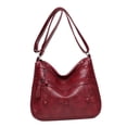 thumbnail image 2 of High Quality Women Shoulder Bag Soft PU Leather Adjustable Shoulder Strap Travel Purse Medium Handbag Simple Casual Lightweight Red, 2 of 8
