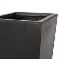 GDF Studio Fardeen Outdoor Modern Cast Stone Planter, Black Large