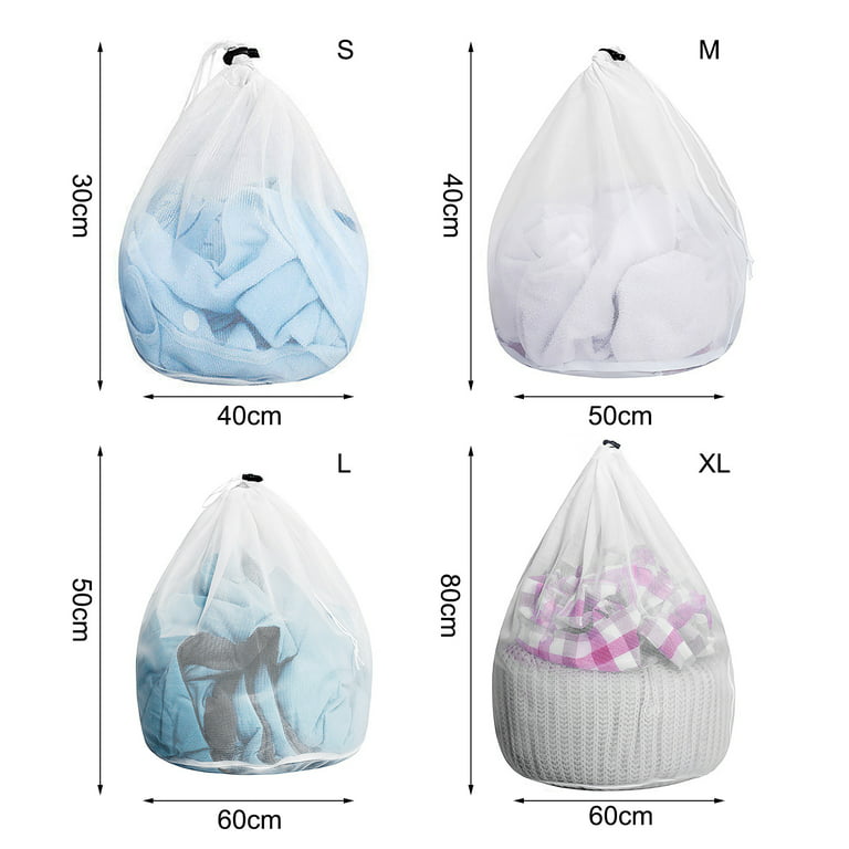 Anti-Deform White Mesh Laundry Bag, Heavy Duty Anti-Pilling Drawstring  Closure Laundry Washing Bag for Delicates, Garments, Lingerie, Socks, Bras  and Baby Clothes 