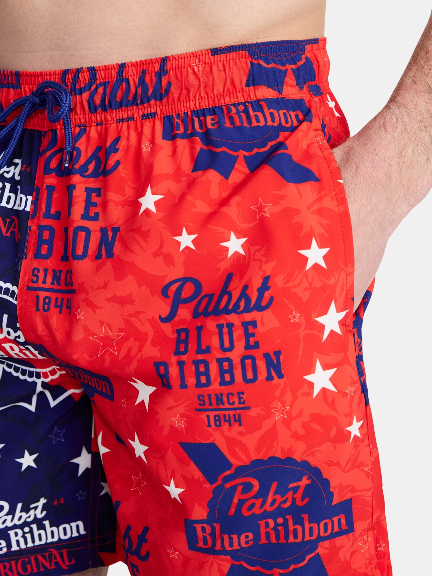 Pabst Blue Ribbon Men's and Big Men's Swim Board Shorts, Sizes S-3XL