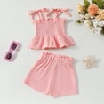 thumbnail image 2 of KPOPLK Baby Toddler Girls Clothes Solid Color Sleeveless Camisole Linen Pants Set Baby Summer Outfits 12 18 montgs 2 piece girl summer clothes(6-9 Months,Pink), 2 of 4