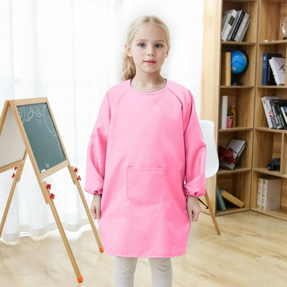 CHUOU Kids Art Smock Painting Artist Apron Waterproof Paint Smocks Girls Boys Long Sleeve with Pocket ,2-4 Years