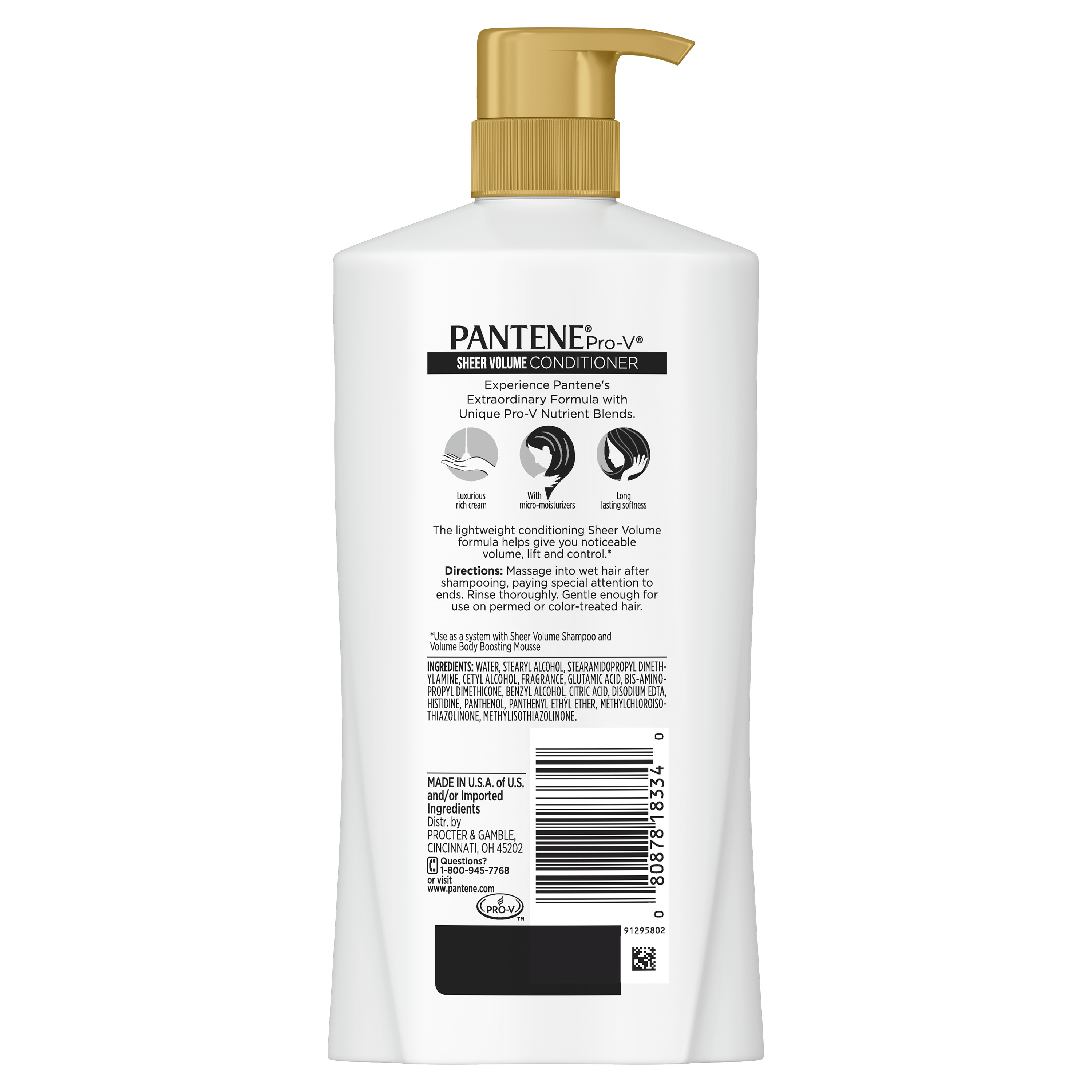 Pantene Pro-V Moisturizing nourishing Sheer Volume for Thin Hair Daily Conditioner, 28.9 fl oz - image 2 of 7