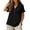 Black, variant on CBASIHI Womens Textured Cotton Babydoll Tops with Ruffle Trim- Summer V Neck Loose Fit Short Sleeve Casual French Peplum T Shirts Navy Size S-2XL