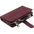 thumbnail image 3 of Fit for iPhone 14 Plus (5G 2022) Wallet Case,[9 Card Slots] [Removable Adjustable Crossbody Necklace Lanyard Shoulder Strap] Zipper PU Leather Case for Women & Men 6.7 Inch,Burgundy, 3 of 15
