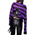 thumbnail image 3 of TheFound Hollow Knit Sweater Stripe Pattern Long Sleeve Round Neck Pullover, 3 of 9