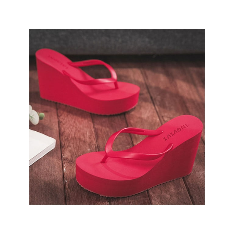 HSMQHJWE Womens Yoga Sling Flats Sandal Slip On Slippers Toe Separators  Shower Sandal Beach Mule Non-Slip Sole Pool Shoes（Red，8）（Red，8） 
