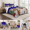 thumbnail image 6 of Quilts Full Size Bedding Set, Blue Christmas Lightweight Quilted Comforter, Snowman Elk Xmas Tree Snowflake Soft Reversible Bedspread Coverlet with Pillow Covers for All Season, 78" x 90", 6 of 9