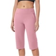 thumbnail image 3 of Aboser Athletic Capri Yoga Pants for Women High Waist Workout Capris Stretchy Straight Leg Gym Pants Casual Knee Length Cropped Trousers Solid Color Open Buttom Sweatpants with Pockets, 3 of 9