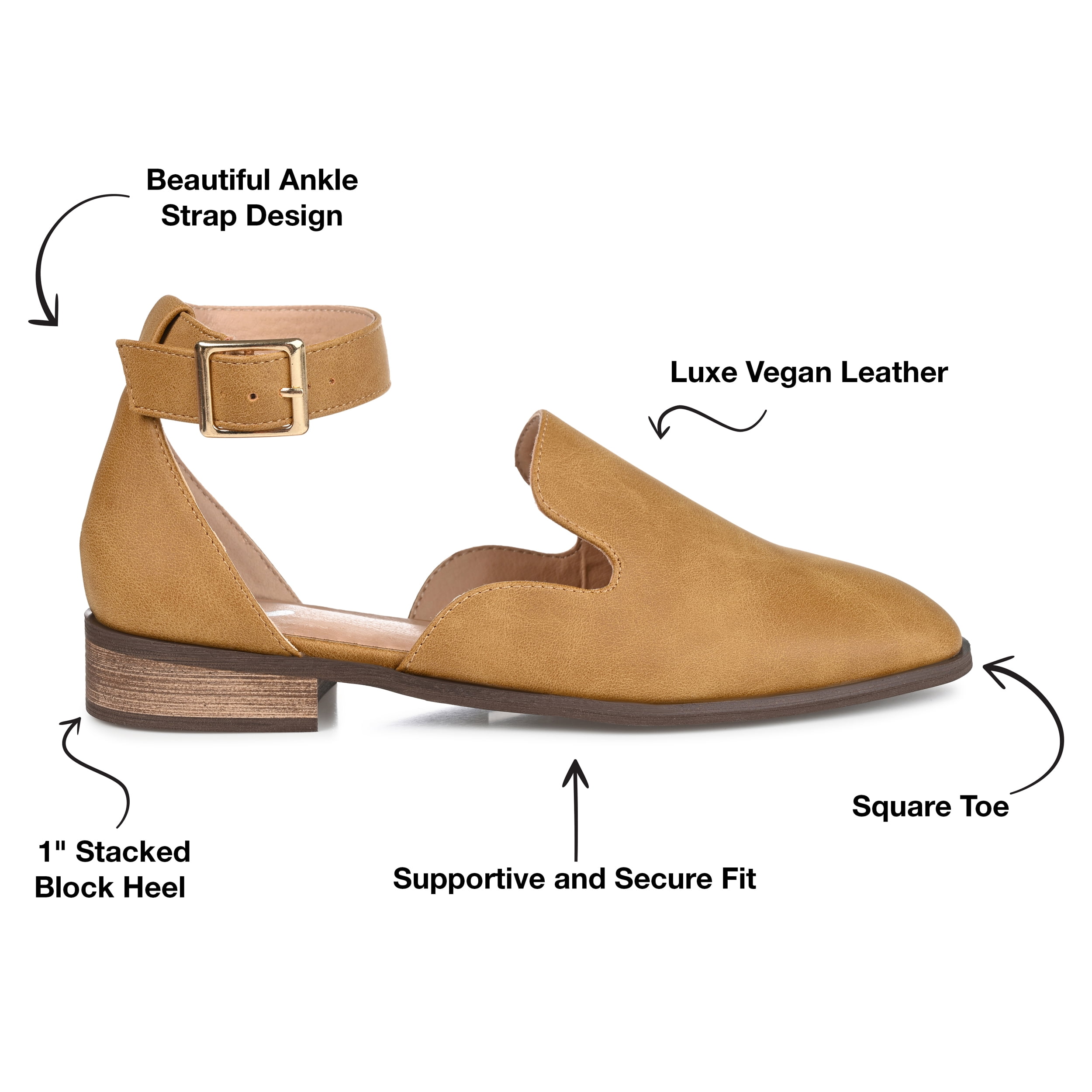 Journee Womens Loreta Buckle Square Toe Loafer Flats, Widths Available