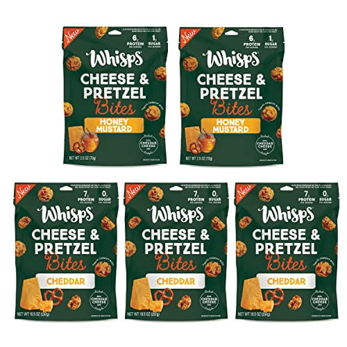 Whisps Cheese & Pretzel Bites Cheddar & Honey Mustard Bites, Made
