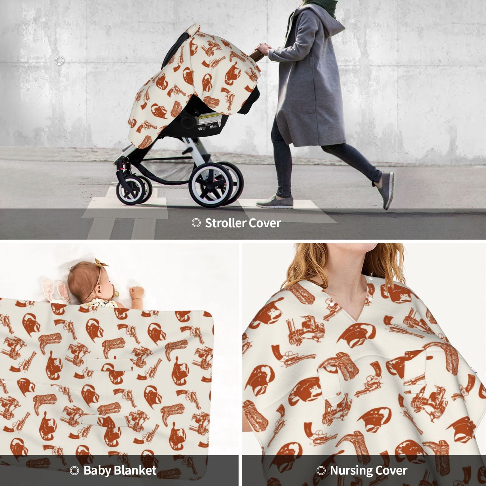 Car Seat Cover Baby - Cowboy Western Breathable Infant Car Seat Cover for Baby Carseat, Lightweight Comfort Baby Essentials Must Haves Newborn Stuff for Girl Boy