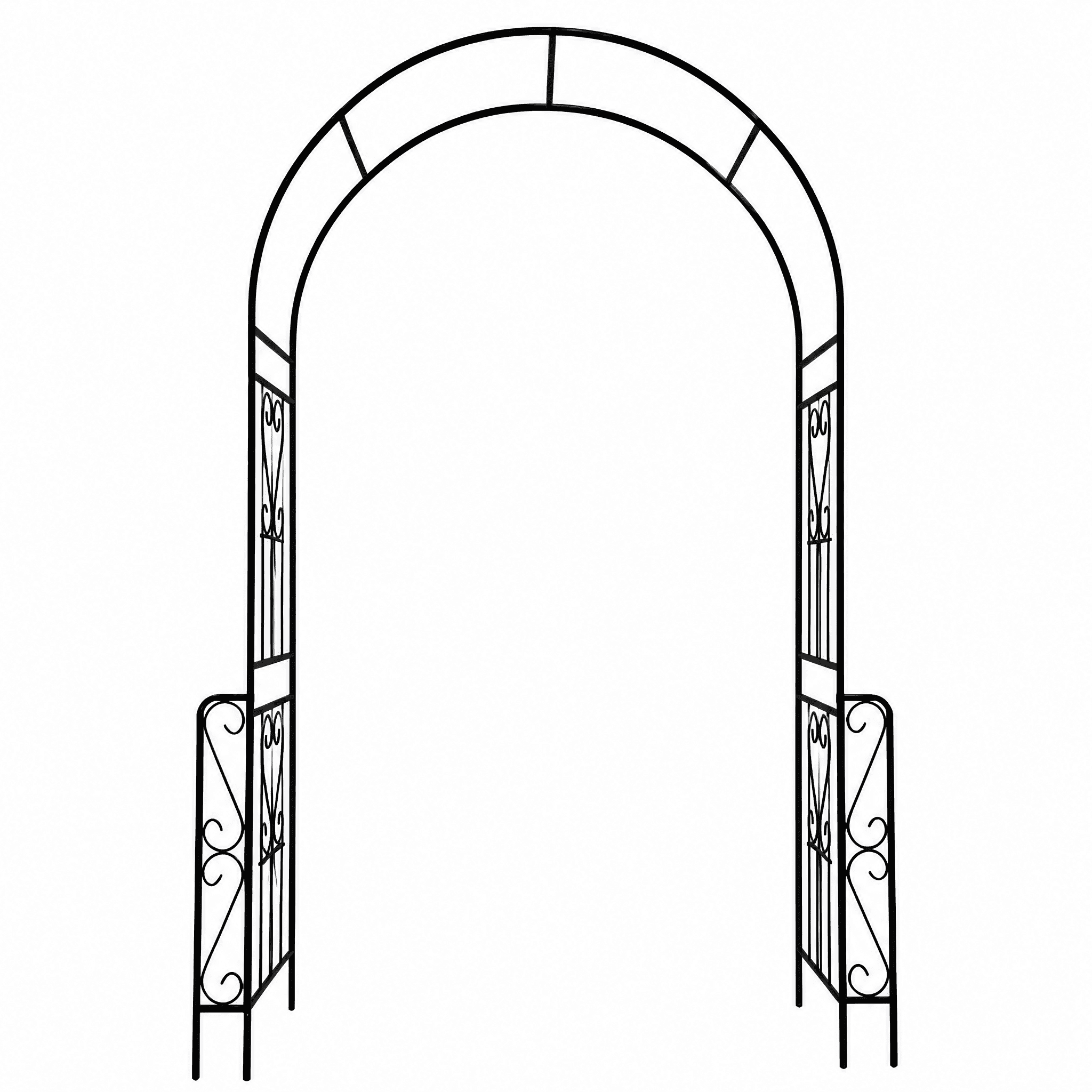 Metal Garden Arch W55" x H94.5" Garden Arbor Trellis Climbing Plants Support Rose Arch Outdoor Arch Black