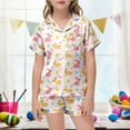 thumbnail image 2 of Easter Satin Pajamas Set Toddler Girl Egg Rabbit Pajamas Satin Pajamas Set Sleepwear Set #Z03 Pink 8-9 Years, 2 of 5