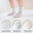 thumbnail image 2 of 5 Pack Baby Girs Lace Socks Toddler Ruffle Eyelet Princess Dress Frilly Cotton Thin Mesh Ankle Socks for 1-8T Kids, 2 of 7