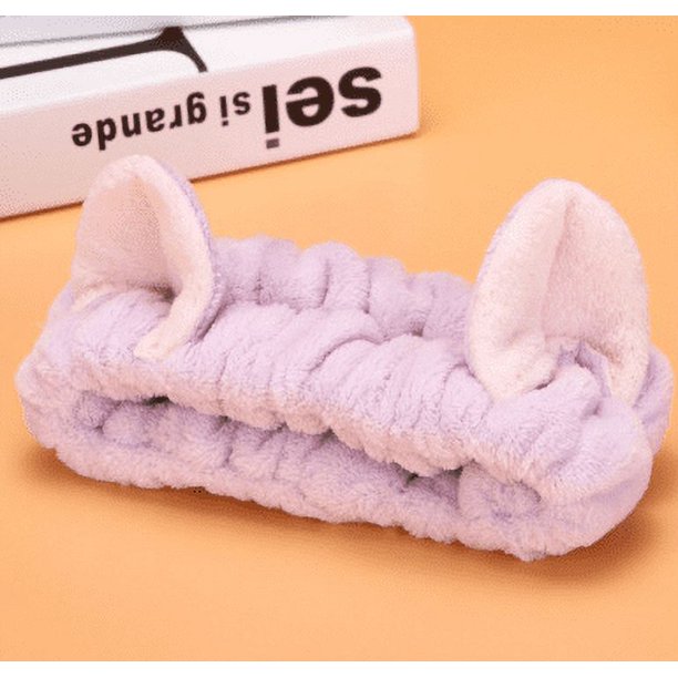 Diadema de gato de peluche, suave, elástica, para disfraz y accesorios para el cabello, para lavar la cara, ducha, cosmética, kit de diadema para moda, adultos, mujeres, adolescentes, niñas y niños MFZFUKR SYN254-1