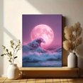 thumbnail image 6 of Pink Great Wave Moon Canvas Painting，Wall Art Decor for Living Room Bedroom Dining Room Office Hotel Apartment, 6 of 8