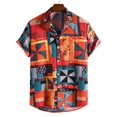 thumbnail image 2 of Holiday Shirt for Men Fashion Button Down Printed Short Sleeve Lapel Mens Clothing,Red,M, 2 of 7
