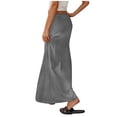 thumbnail image 5 of VBTAPA Women's Summer Linen Maxi Skirt Drawstring Low Waist A Line Casual Skirts Flared Long Skirt Gray S, 5 of 8