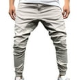 thumbnail image 3 of Riforla Men's Trousers Overalls Casual Sports Pants Trousers with Zipper Pockets Beige XXL, 3 of 6