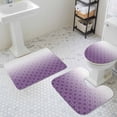 thumbnail image 2 of Abstract Texture Bathroom Rugs Set Classic Purple Gradient Line Non Slip Absorbent Soft Bath Mats 3 Piece Set with Bathroom Rug, U-Shaped Floor Mat, Toilet Seat Cover Large Size, 2 of 9