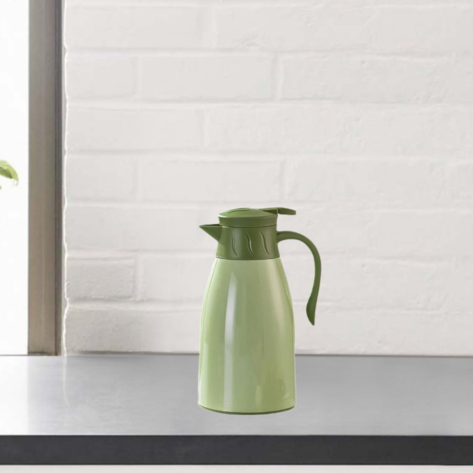 Fiocias Vacuum Insulated Pitcher Water Jug Portable Fashion Portable with Lid No Leakage Green