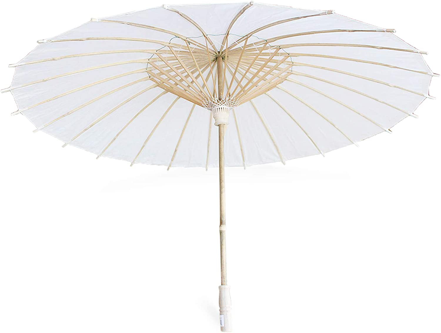 32" Inch Dia White Wood Bamboo Paper Parasol Backyard Umbrella Decoration Gift 