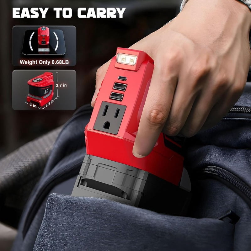 2pcs 200W Power Inverter for Mil*wau*kee 18V, DC 18V to AC 110-120V Battery Inverter, Portable Power Station Generator