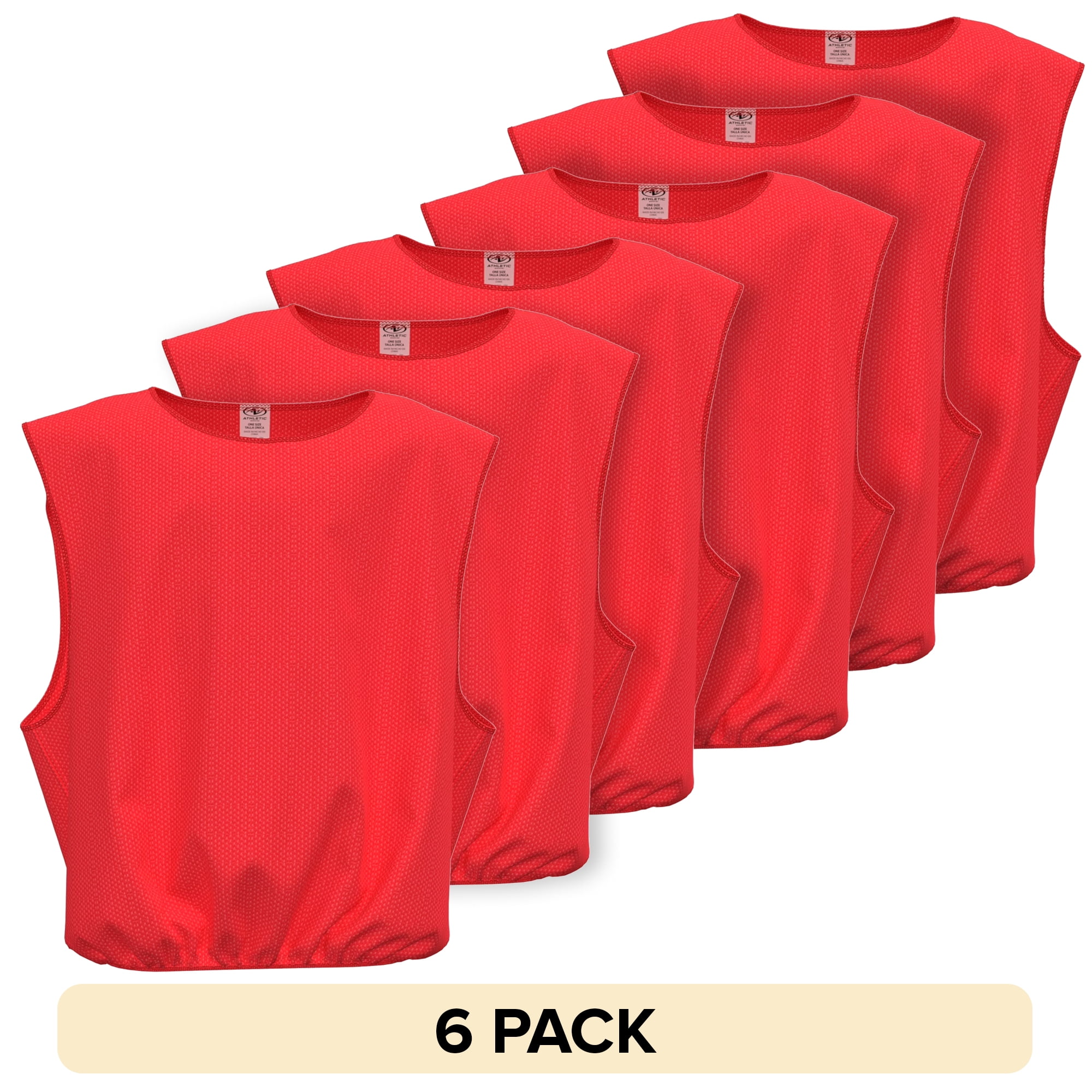 Athletic Works Junior Scrimmage Vests, 6-Pack, Red, One Size