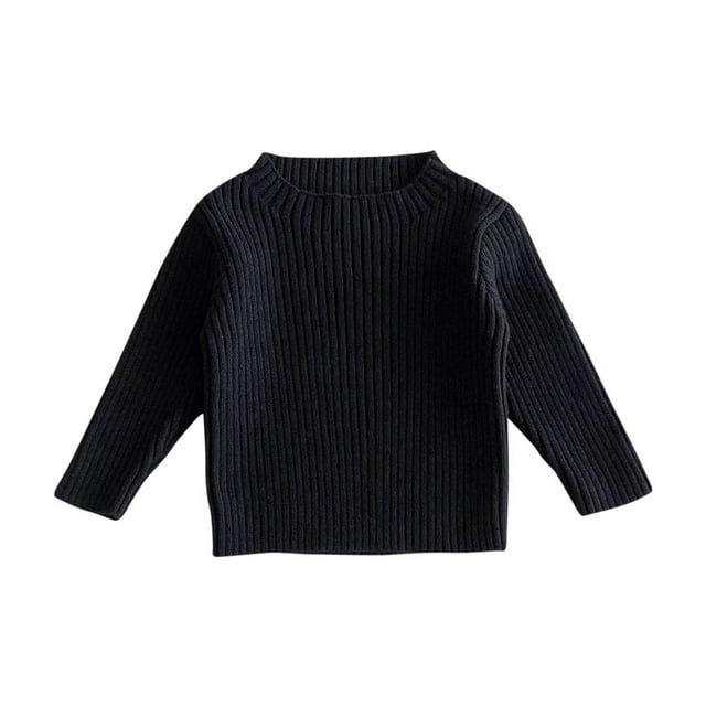 YUTK Hauts d'Été pour Garçons en Liquidation Hauts à Manches Longues pour Enfants Hommes et Femmes Col Rond Chandail Noir