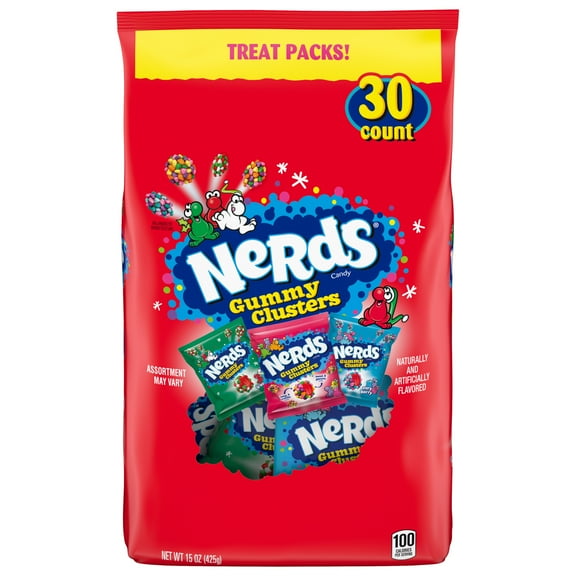 NERDS Gummy Clusters Holiday Assorted Treat Pack, 15 oz, 30 Count
