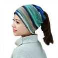 thumbnail image 2 of SPRING PARK Women Turban Womens Mens Cotton Headband Chemo Hat Striped Hairband Bandana Pleated Cap, 2 of 5