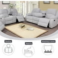 thumbnail image 6 of Microfiber Living Room Furniture Set Reclining Sofa Set Loveseat Furniture Sets in Living Room Sofa Recliners (Sofa+Loveseat, Grey), 6 of 12