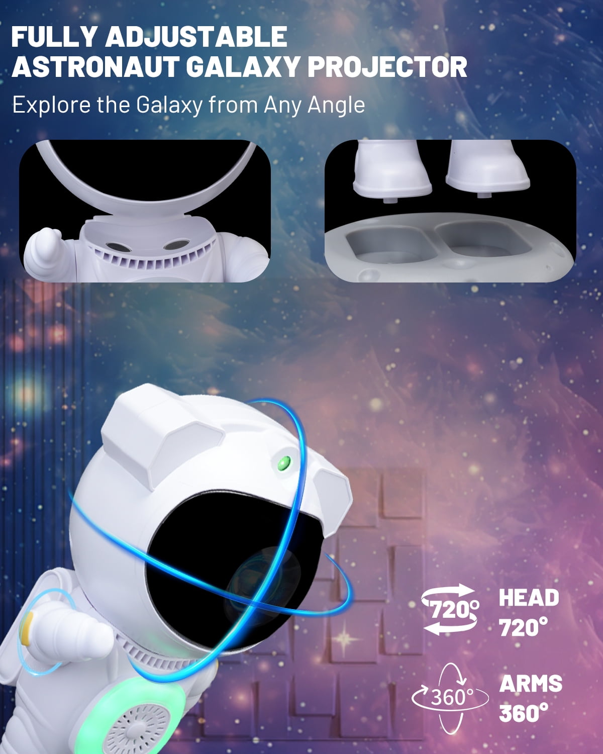 Astronaut Galaxy Projector with Bluetooth Speaker & Remote, Starry Nebula Ceiling Night Light for Kids, Star LED Home Room Decor